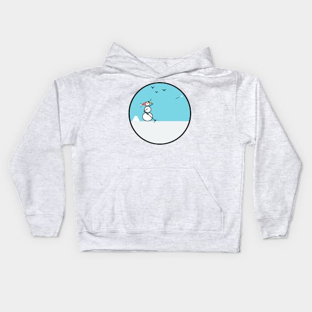 Frosty the snowman at the Golf Course Kids Hoodie by Musings Home Decor